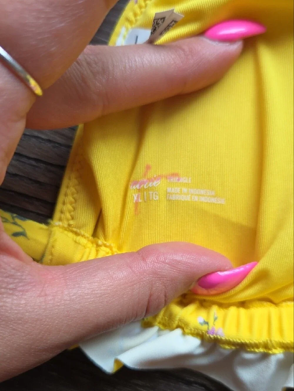 Nwot Aerie Triangle Padded Yellow Floral Swim Top Size Xl